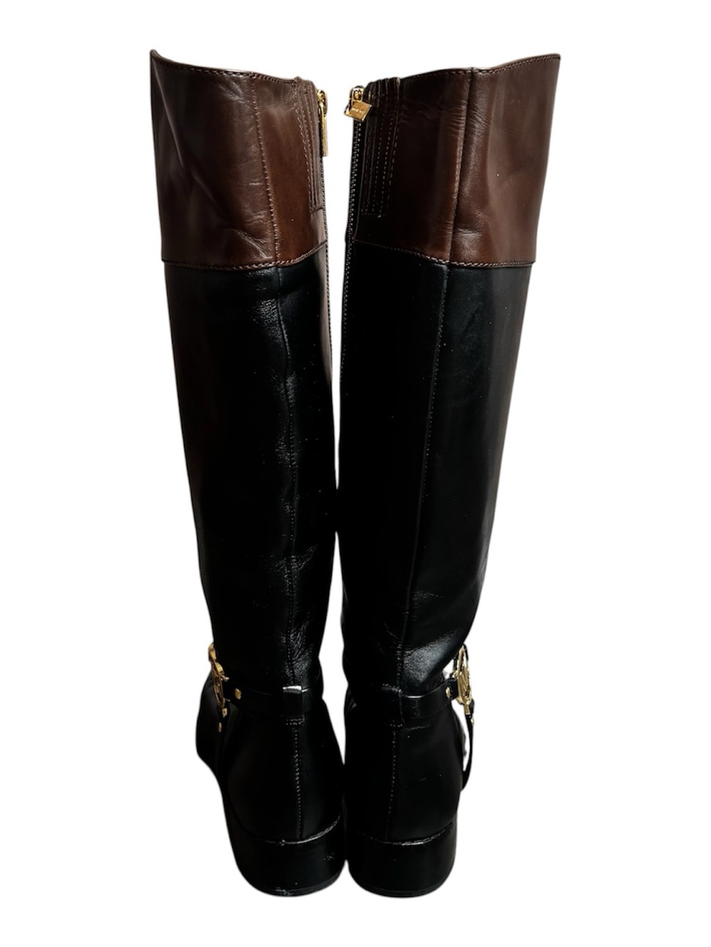 Michael Kors Women’s Two-Tone Black and Brown Leather Boots Size 9 1/2 - Picture 4 of 11